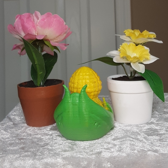 Handmade 3D Printed Hand Painted Corn On The Cob Duckie Yellow Green - Picture 4 of 5